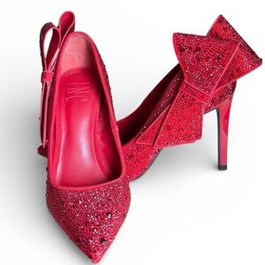 INC International Concepts Red Rhinestones Silvee Stiletto Pumps - Size 5M